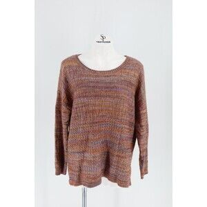 Soft Surroundings Women Size XL Purple Multi Color Knit Long Sleeve Sweater